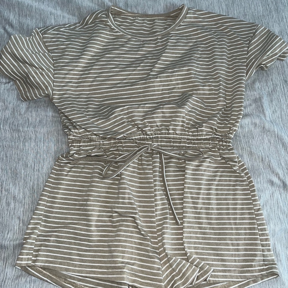 Striped Short Sleeve 2 piece Set